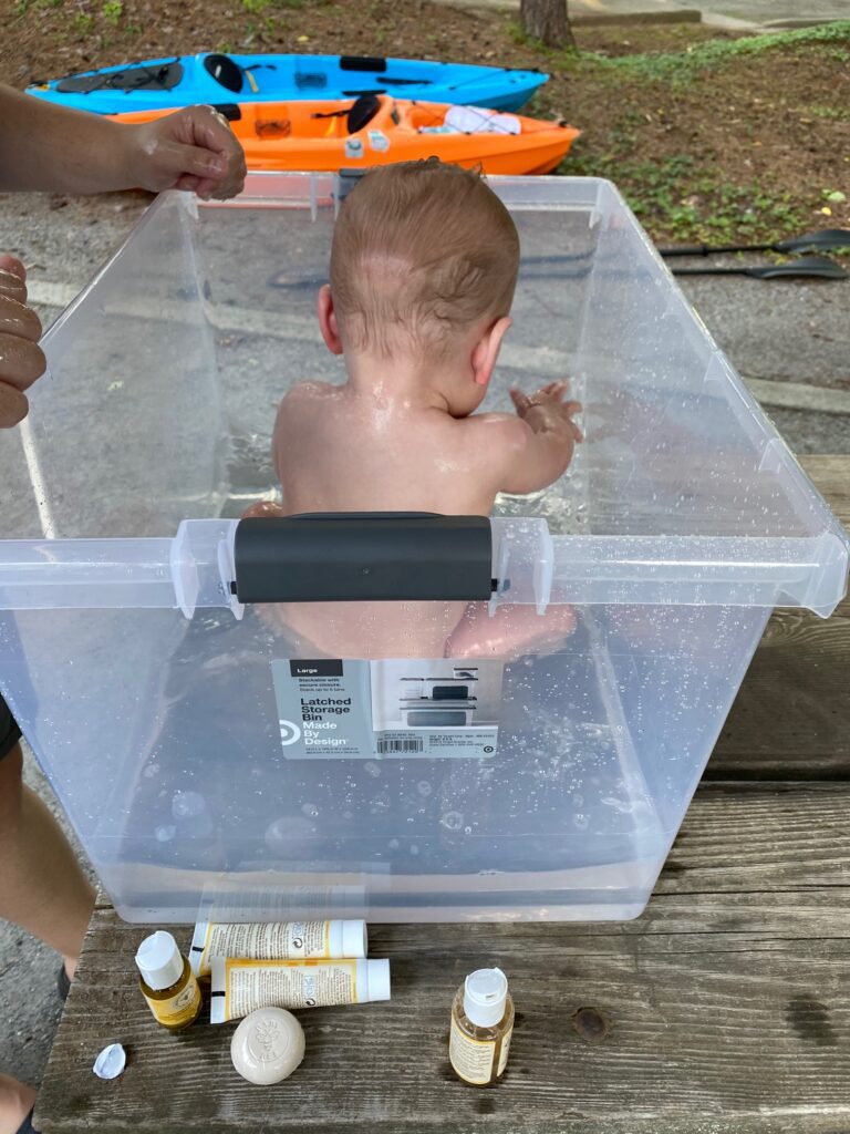 baby bath in tub 