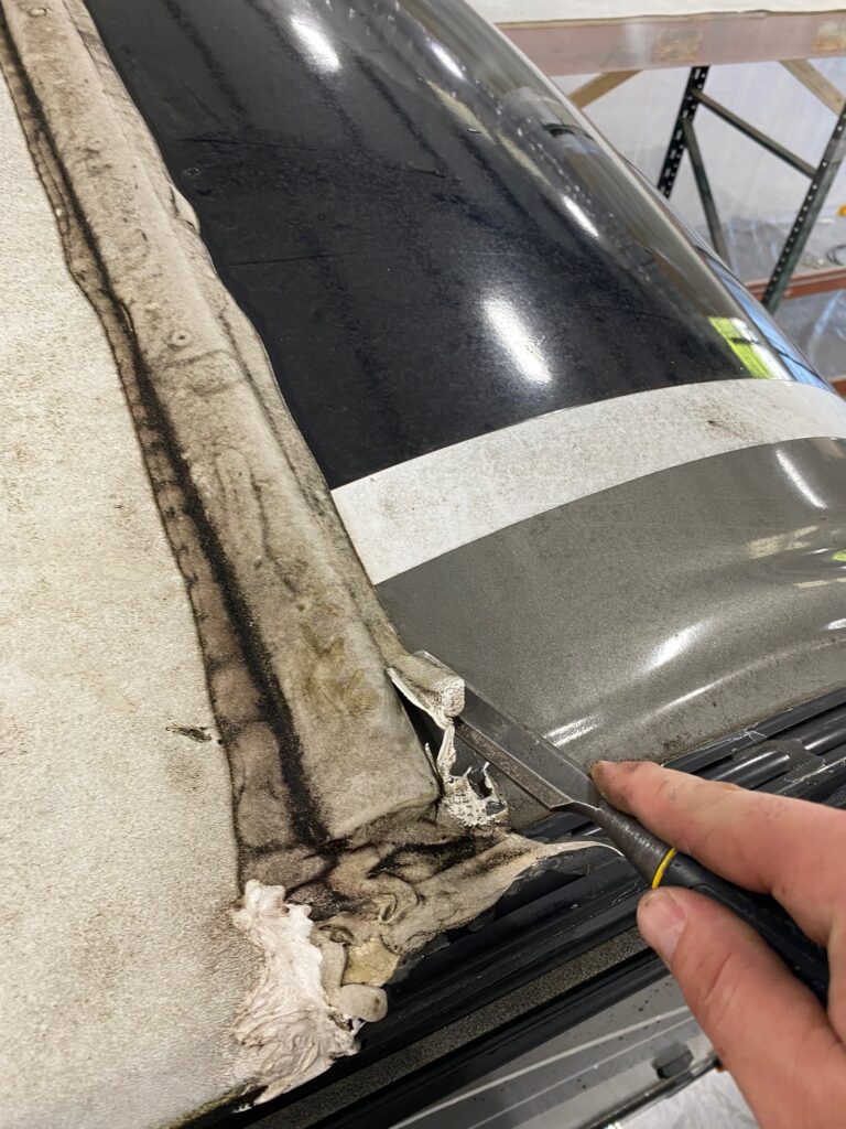 RV Roof Seal Removed for FlexArmor