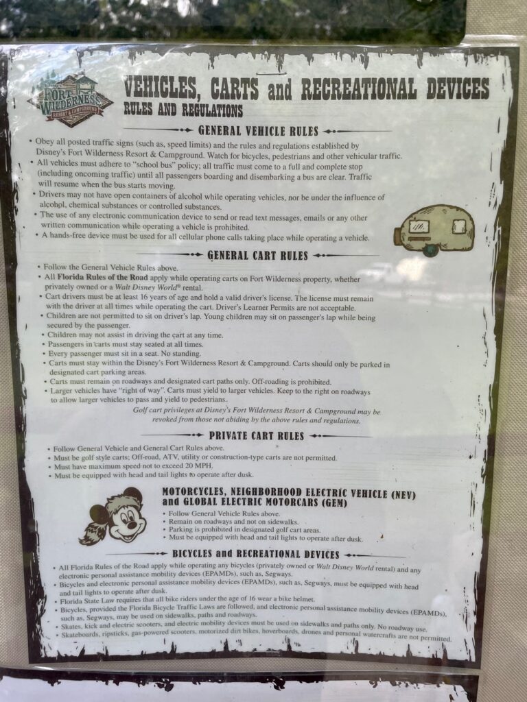 Fort Wilderness Resort & Campground Rules