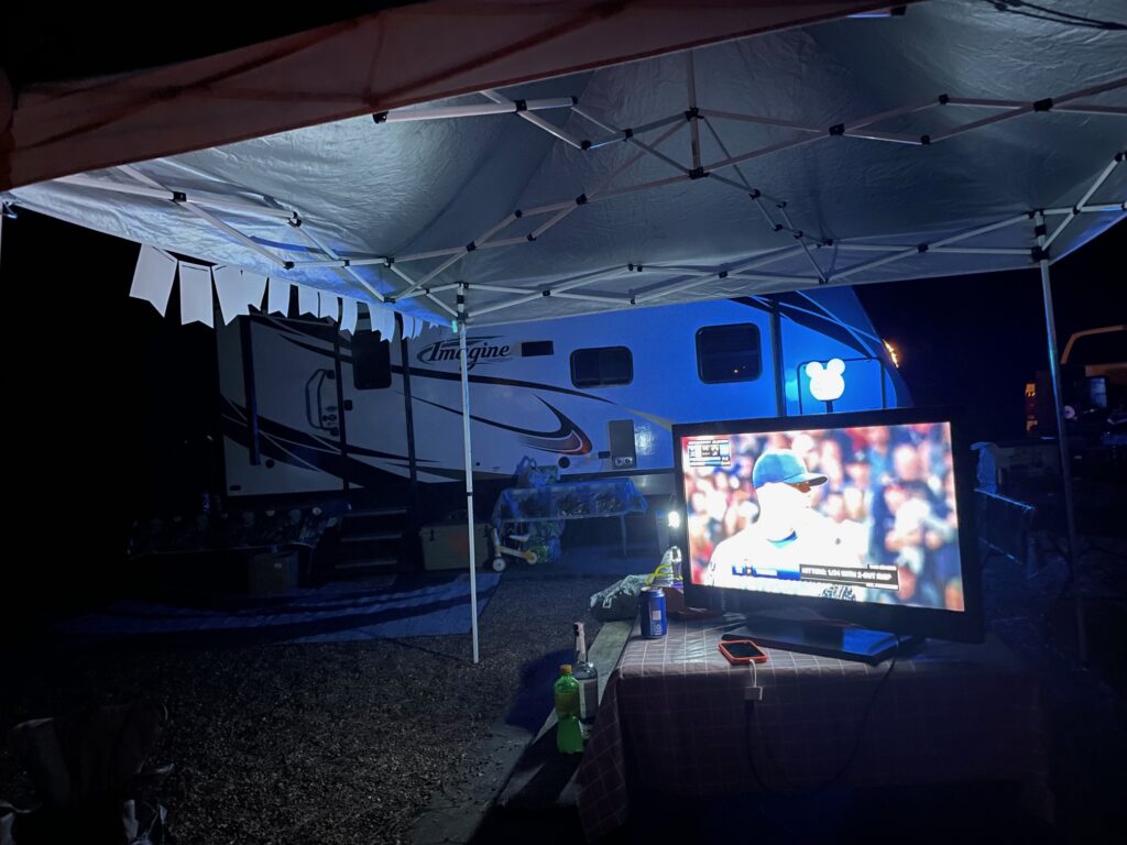 Watching sports at the campground