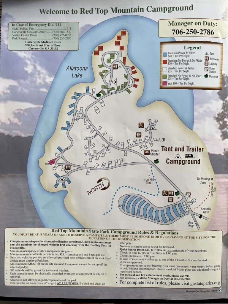Red Top Mountain Campground Map