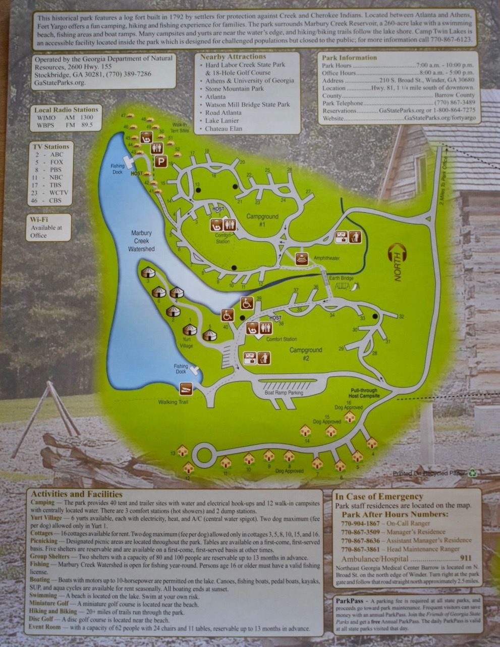 Fort Yargo State Park campground map